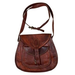 Firu Handmade Leather Crossbody Bag Vintage Boho Messenger Purse fairycore